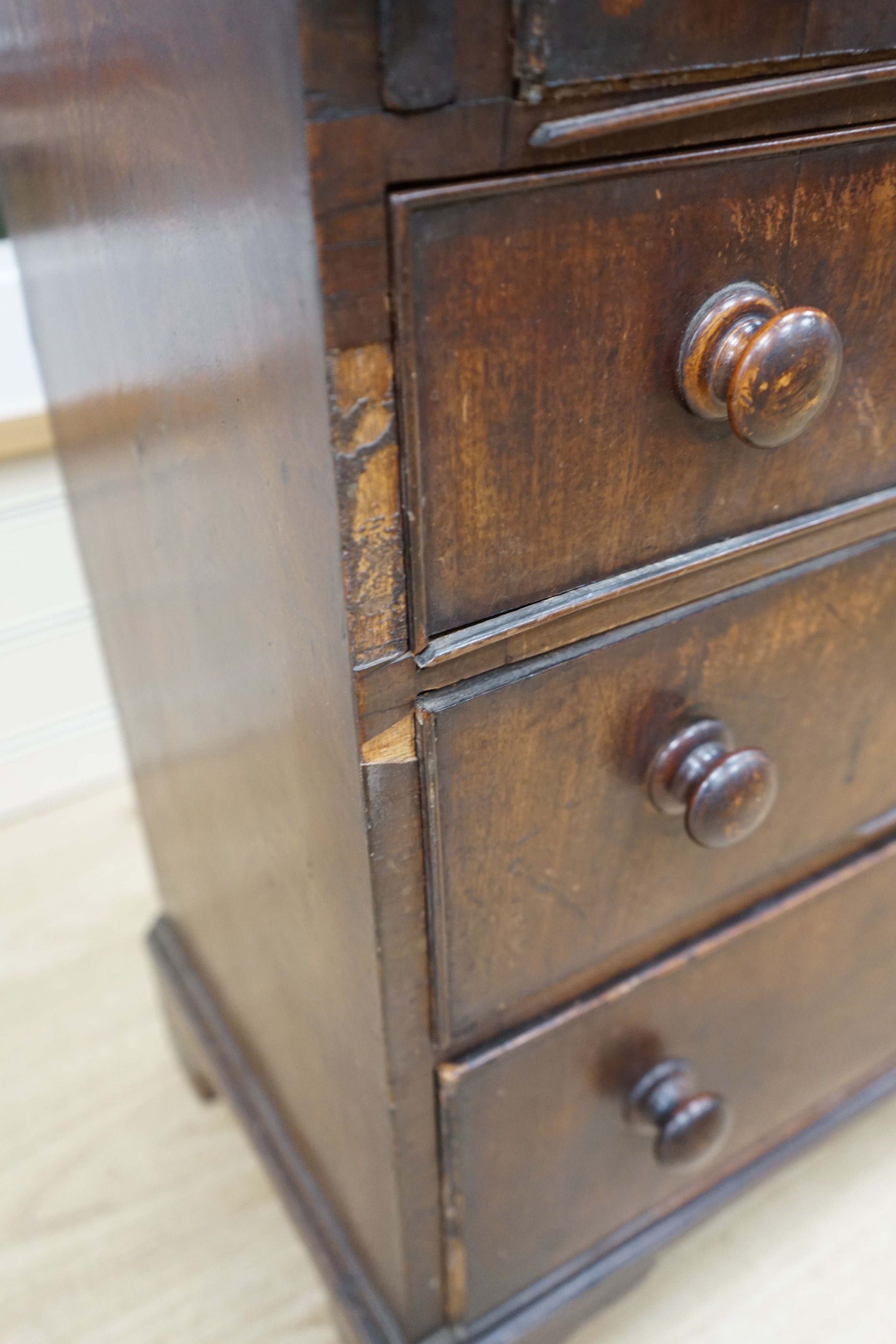 A small 18th century mahogany chest, (formerly a bachelor's chest) width 75cm, depth 37cm, height 71cm